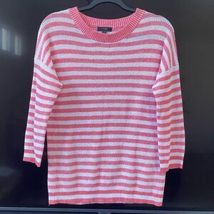 J. CREW Stripe Linen Cotton Blend Textured Dolman Sleeve Knit Top, Size S